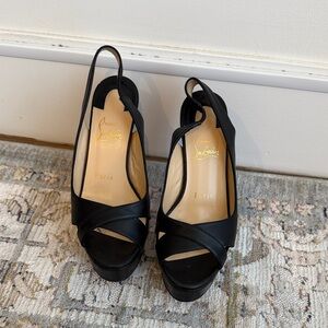 Christian Louboutin Black Peep-Toe Heels